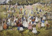 Maurice Prendergast May Day,Central Park oil painting artist